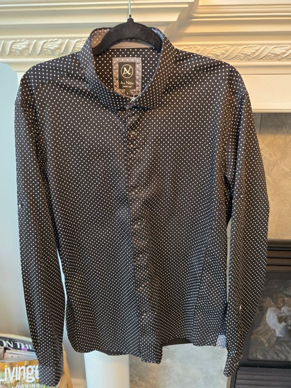 Au Noir Montreal Men's Black Polka Dot Long-Sleeve Shirt - Size 5 (US XL)